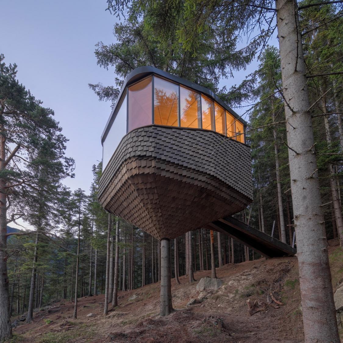 Woodnest, una cabaña para vivir en una casa en un árbol